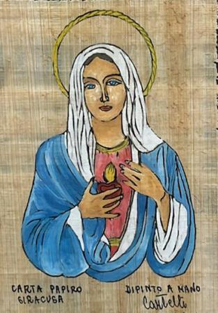 Art work by  Anonimo Madonna  - oil yellow paper 